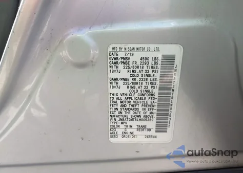 2020 Nissan Rogue Sv Fwd из США, поврежденный, VIN JN8AT2MT8LW005352